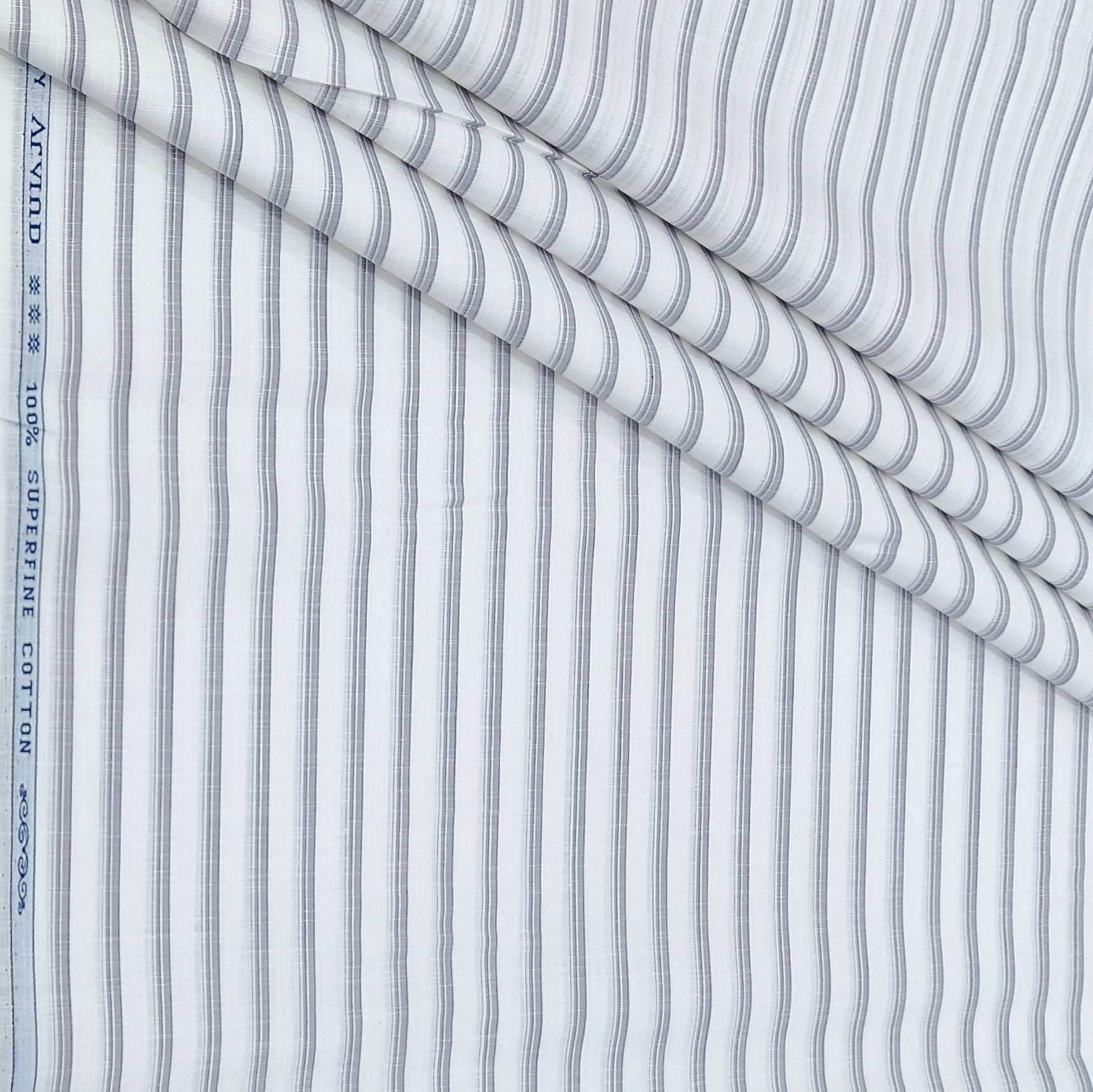 Shirt Fabric Arvind 100% Pure Cotton Pencil Stripes Colour Light Lavender N White
